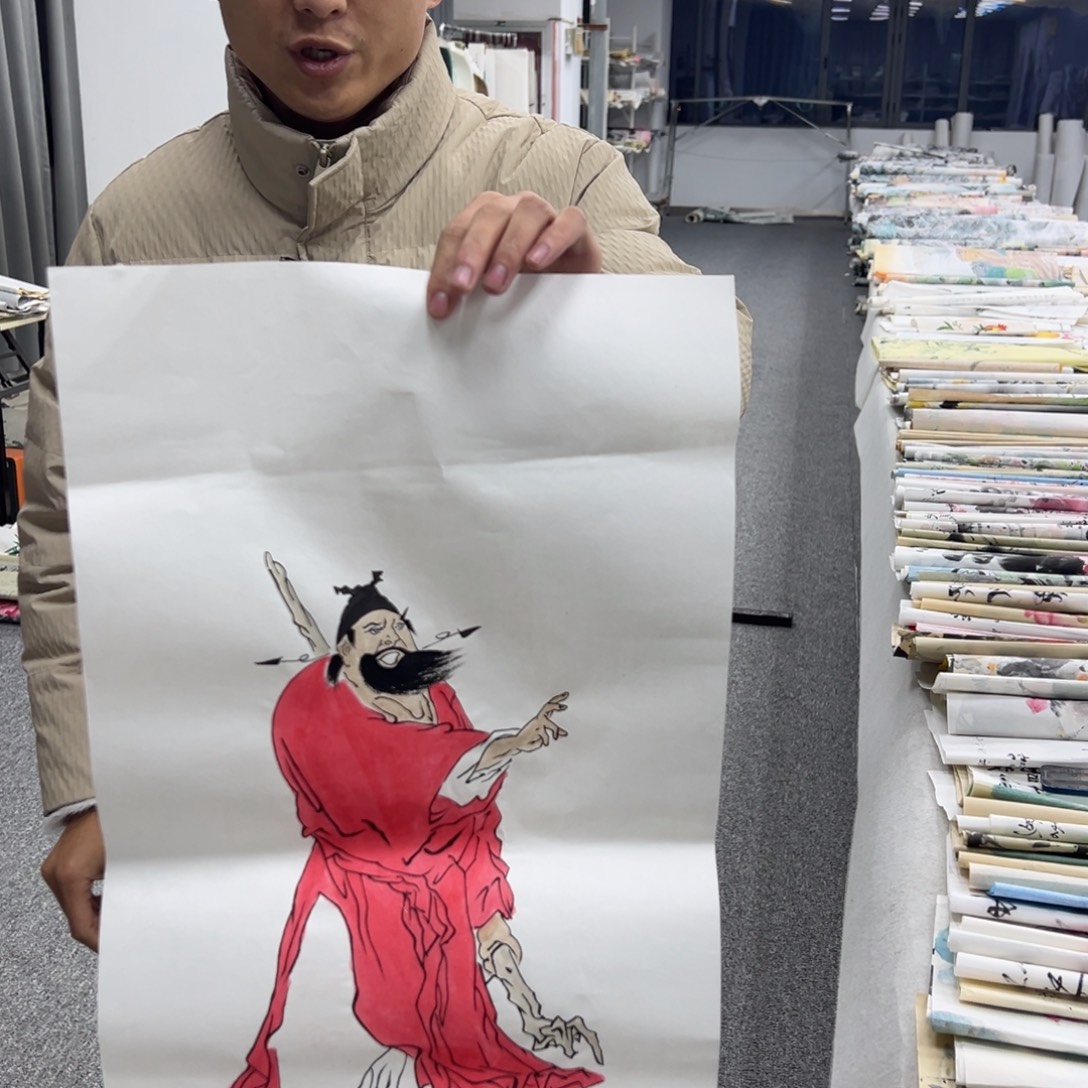 国画卖字画的小男孩