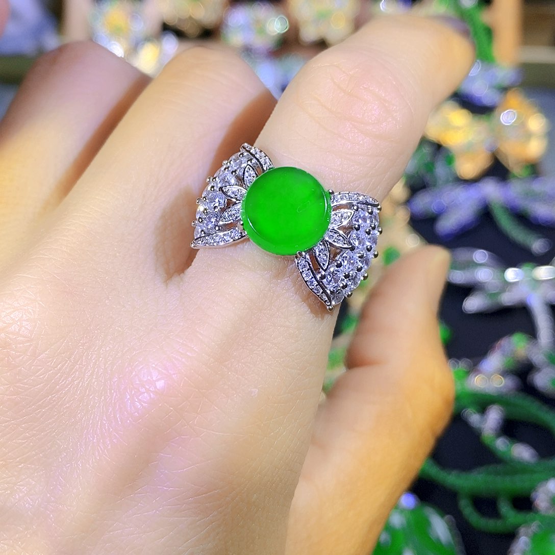 吊坠(不含链)银S925镶嵌翡翠