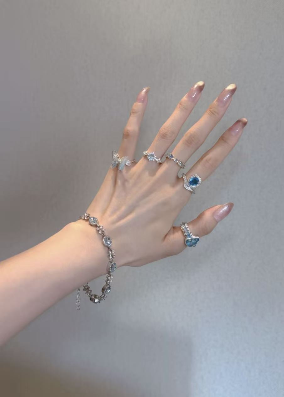 铜合金锆石戒指 【戒指对对碰】黄铜百搭轻奢镶嵌/下单默认代拆