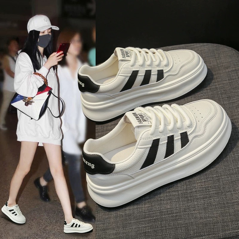 单里小白鞋女2025新款秋冬学生百搭休闲单里运动板厚底鞋女鞋