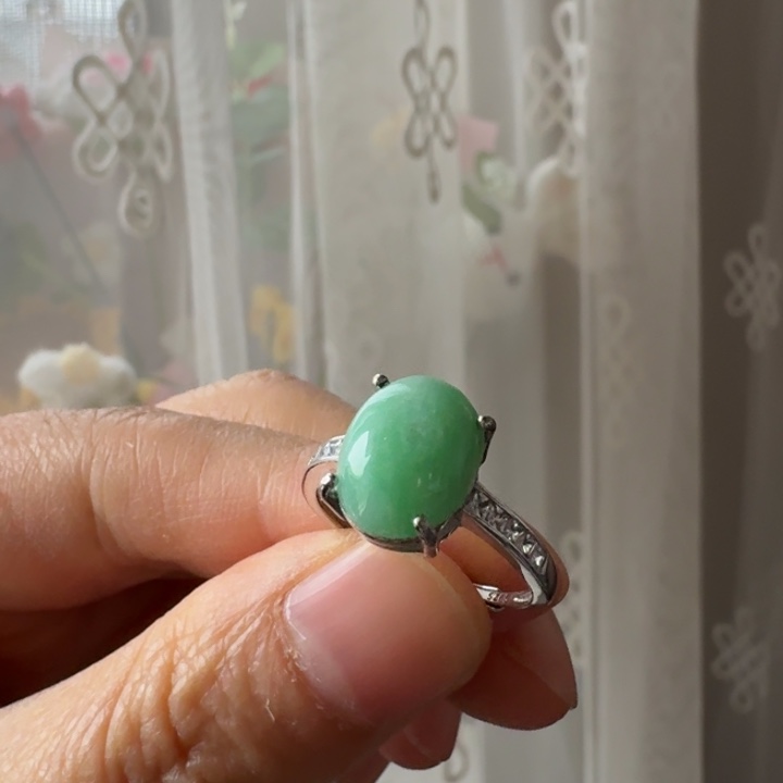 翡翠银S925镶嵌戒指戒指