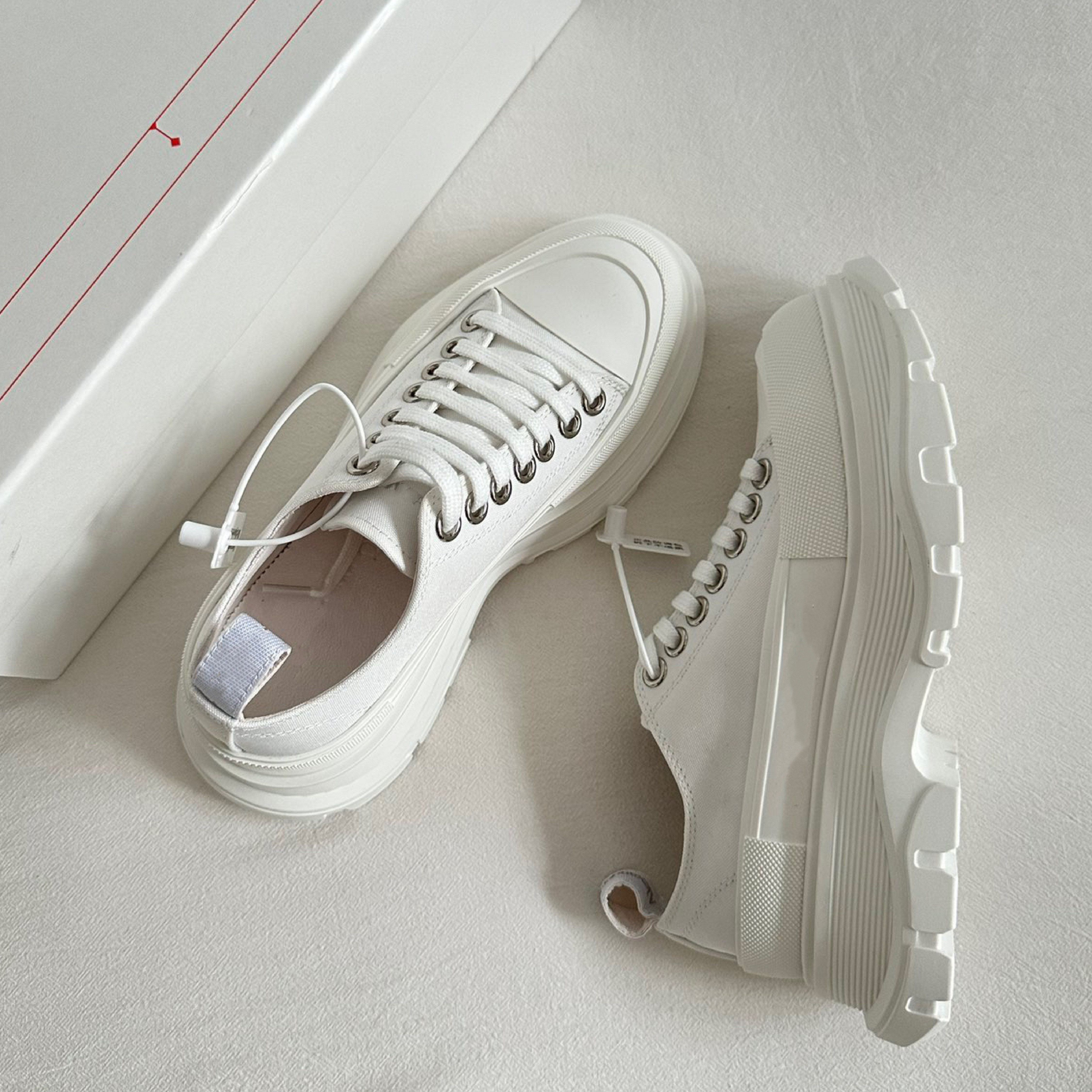 【IN799定制·黑白拼色帆布鞋】2025新款经典厚底小白鞋帆布鞋老爹鞋