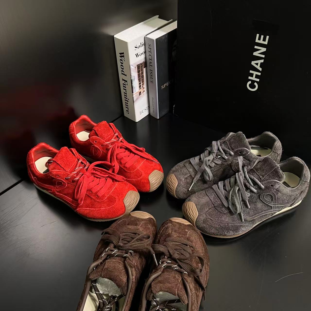 【播主自制】磨砂皮德训鞋女鞋系带软底时尚休闲运动板鞋868-177
