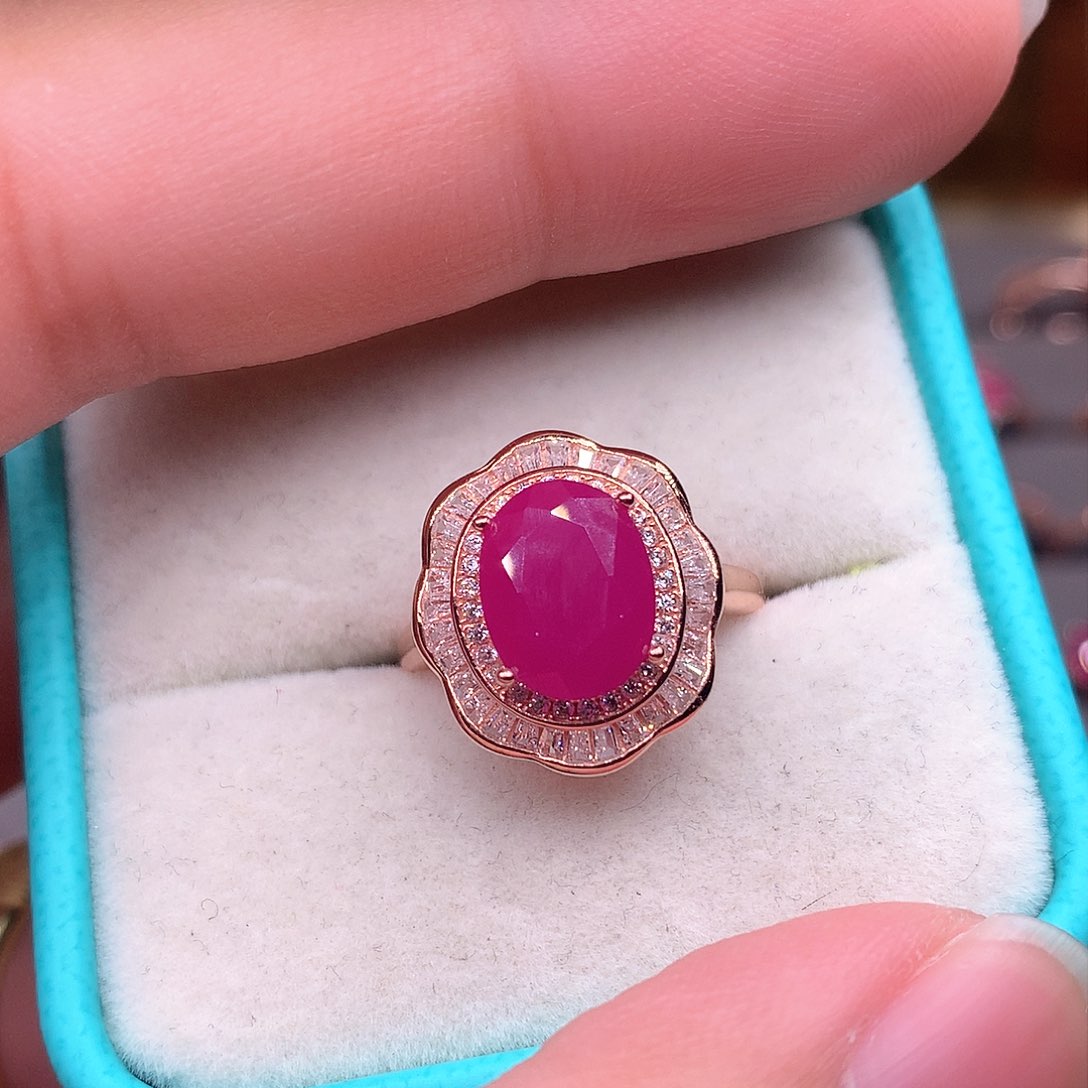 红宝石戒指银S925镶嵌