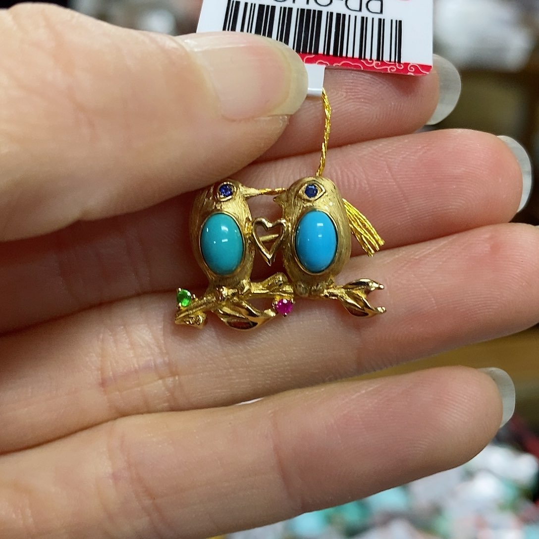 绿松石珠宝奇石18K金镶嵌