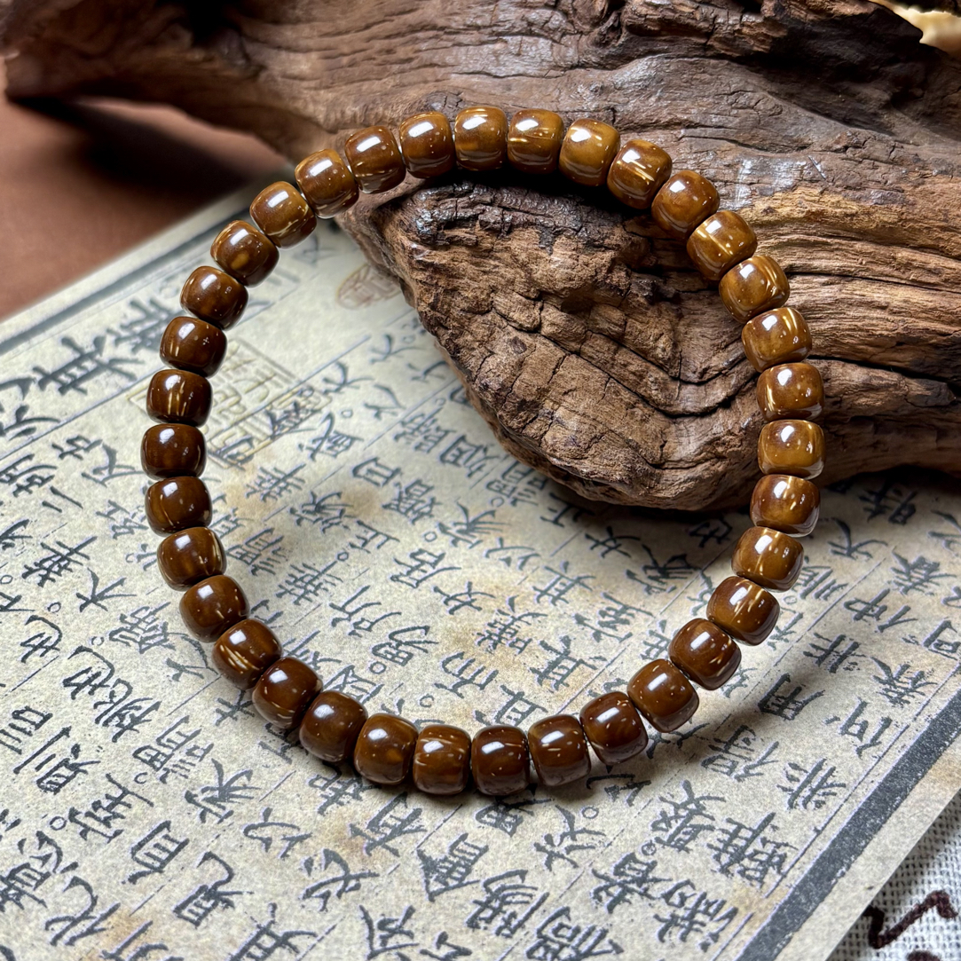 紫金鼠手串 虎斑火焰纹 花皮纯肉实心老型 7*6mm