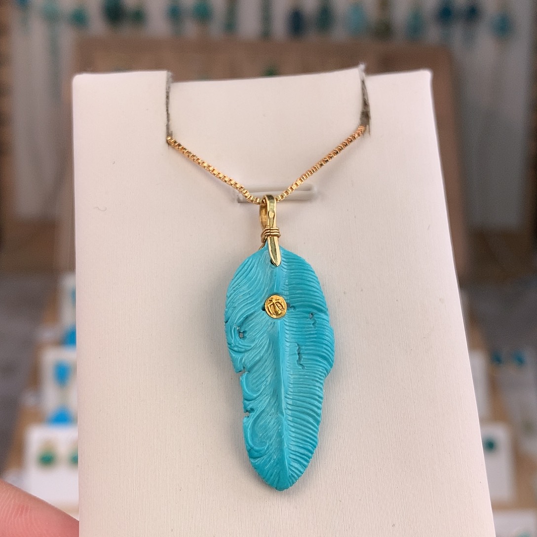 木***子绿松石18K金镶嵌吊坠(不含链)