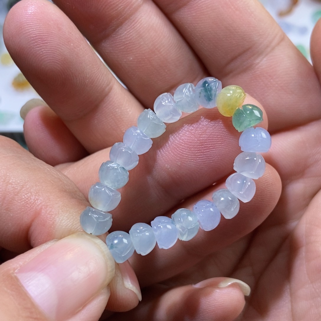 散珠翡翠莲花珠天然翡翠