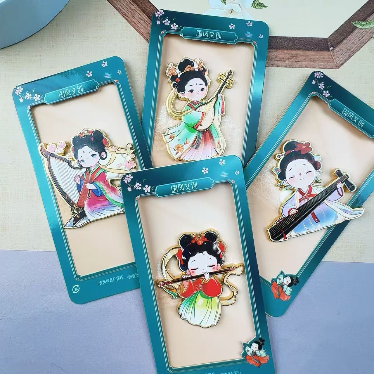 文创国潮国风文创乐器美女合金磁吸立体冰箱贴旅游景区点纪念品