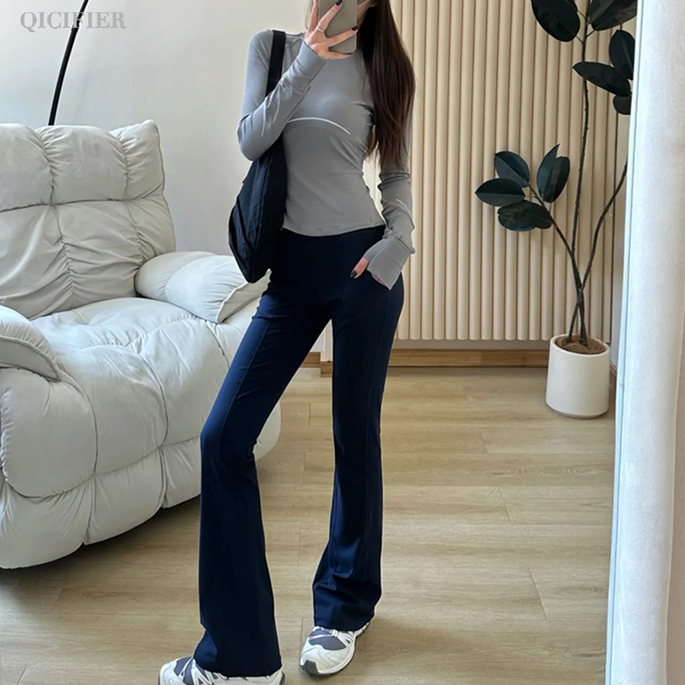 Gro口袋微喇 显瘦高腰提臀双侧口袋微喇瑜伽裤 5075