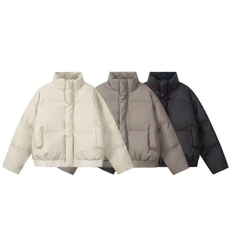 男装新款立领加厚棉服高级感纯色保暖外套休闲百搭潮流外套