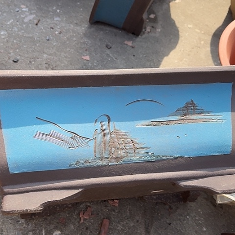 紫砂宜兴紫砂花盆40蓝马槽