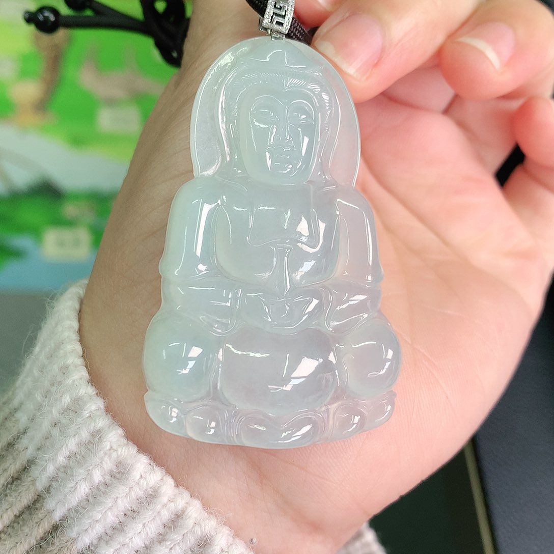 翡翠颈饰18K金镶嵌冰胶大观音