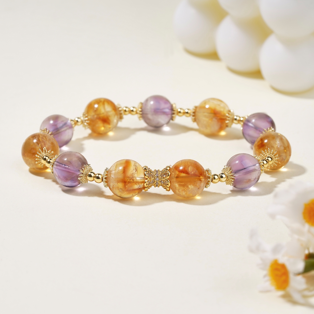 【绛霄】紫水晶搭配黄塔晶设计款简约百搭XX190139