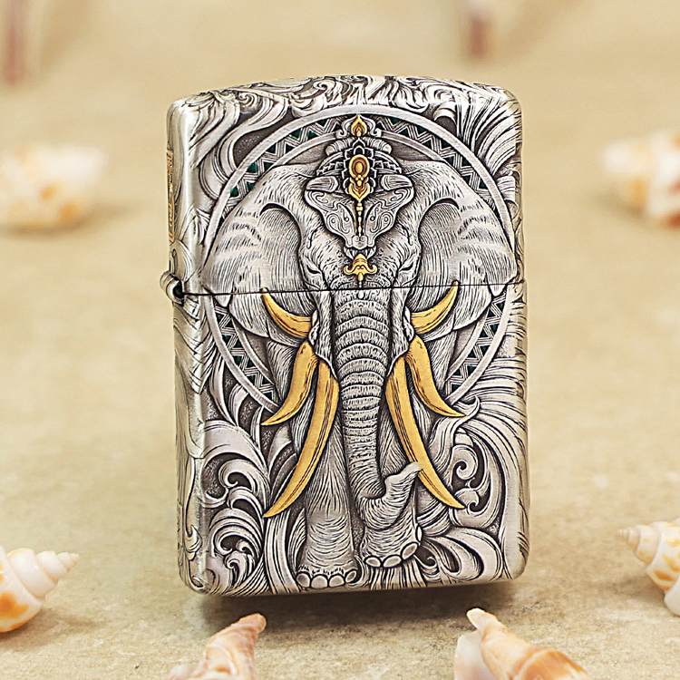 ZIPPO打火机村释迦六牙神象