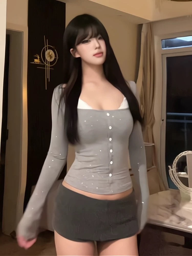 秋冬纯欲辣妹微胖上衣连衣裙套装备注编码