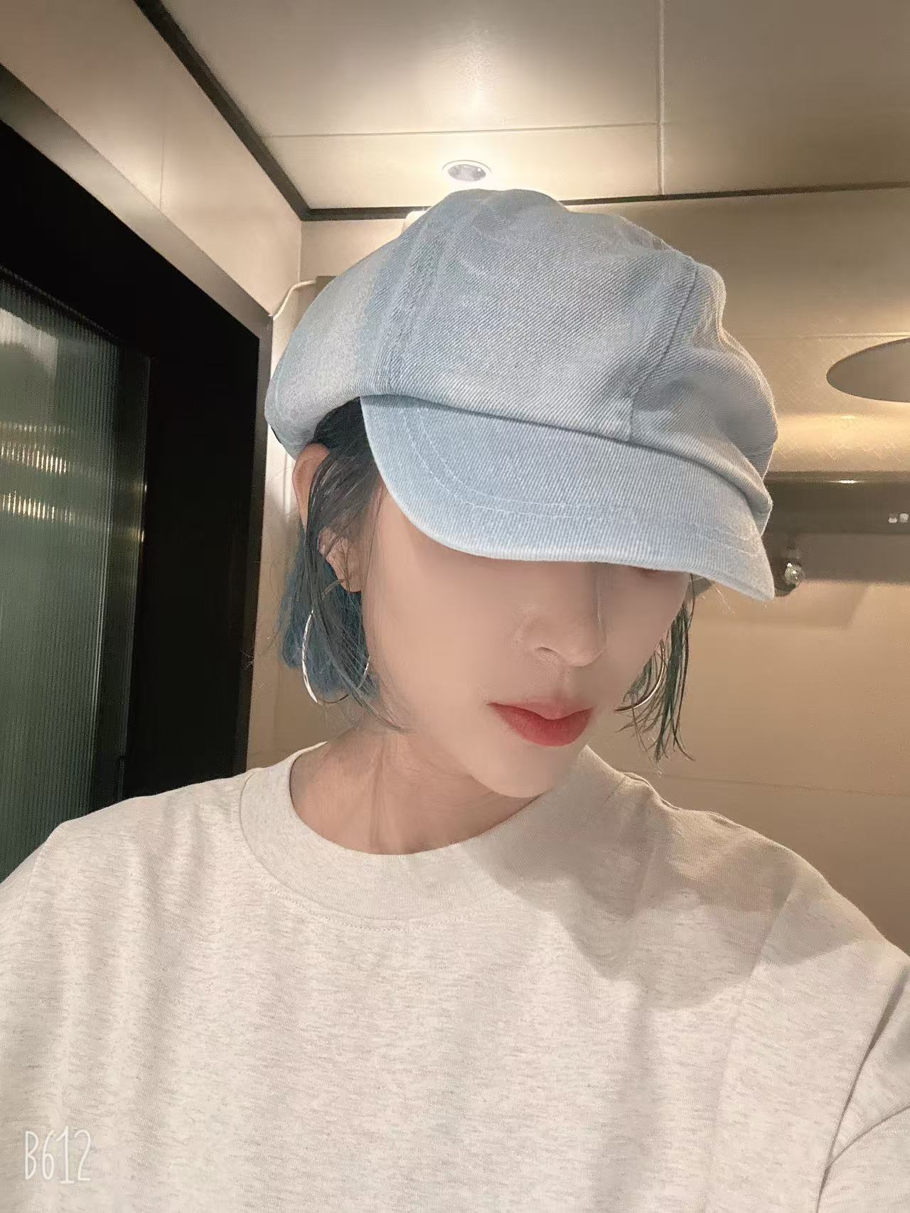 主播同款八角帽 复古浅蓝色