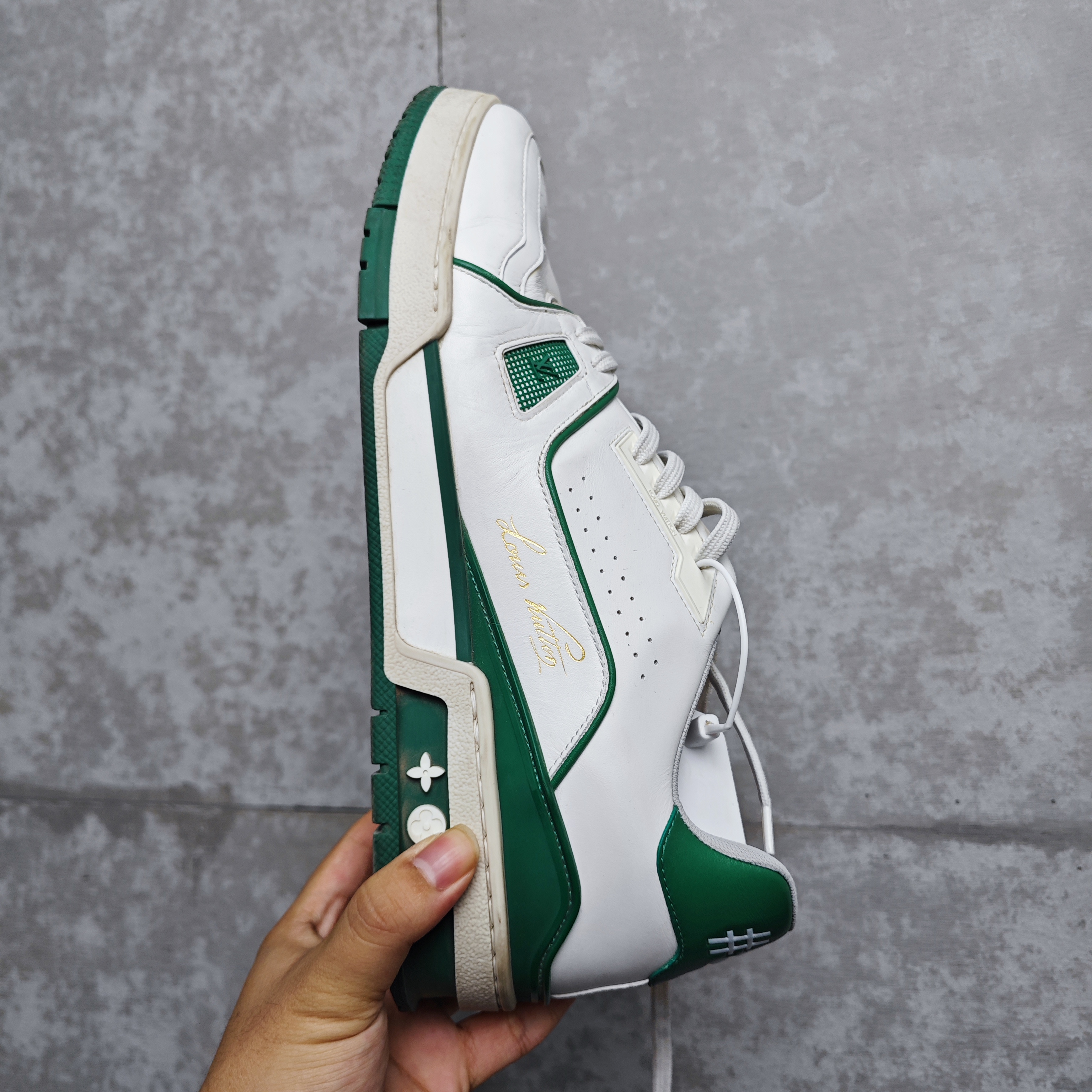 99新 WE11 DONE 99新/9.5*1/lv白绿色运动板鞋/13435/JP