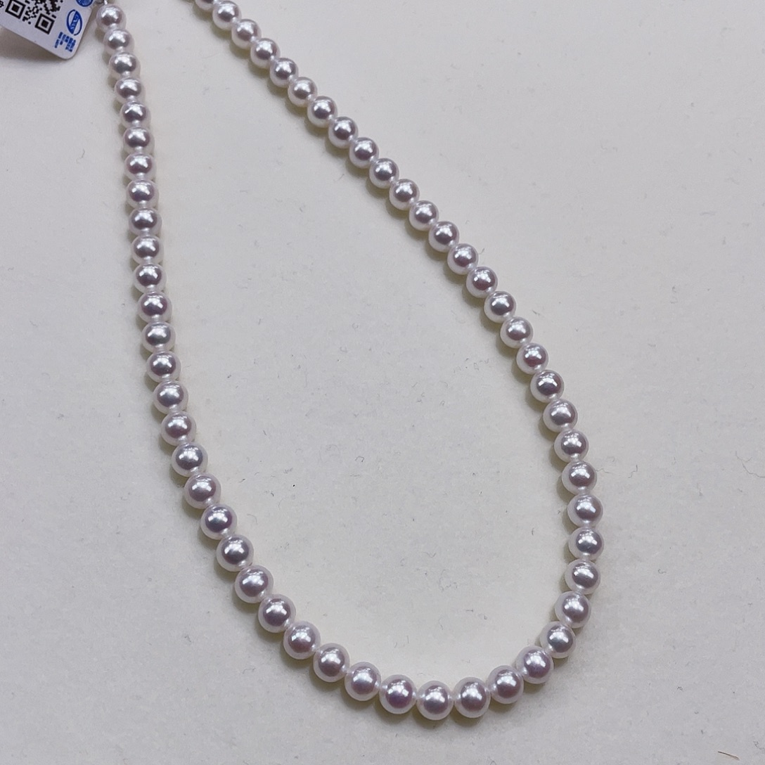 淡水珍珠颈饰银S925镶嵌5-5.5mm正圆极强光炫彩高品质
