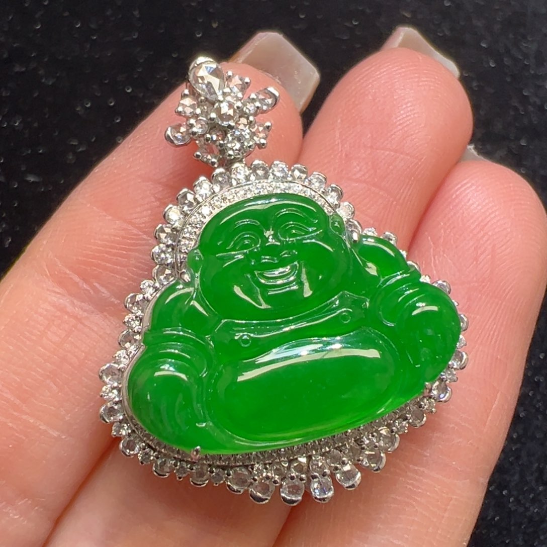 翡翠颈饰18K金镶嵌收到货48小时鉴赏期