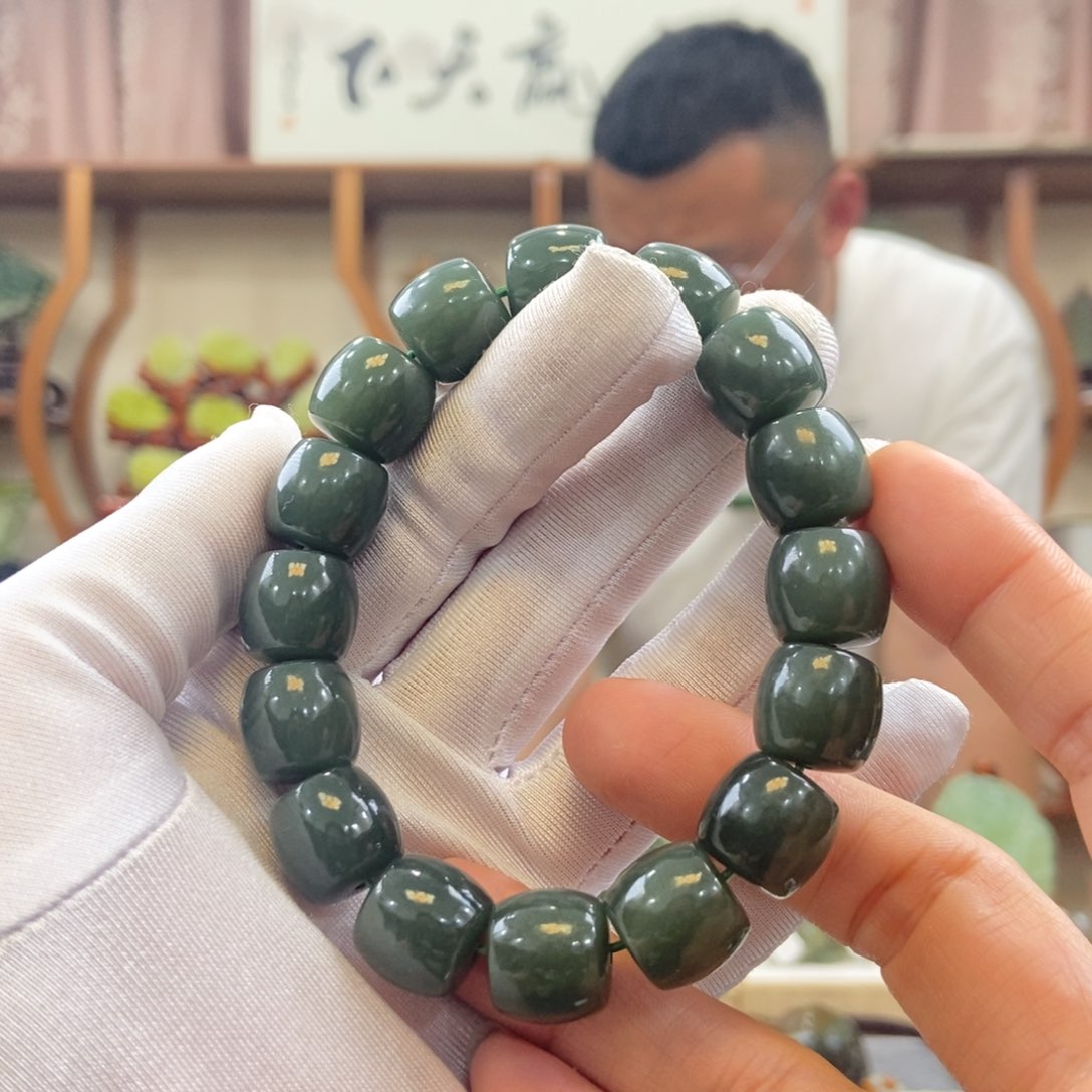 和田玉手串未镶嵌泥*流