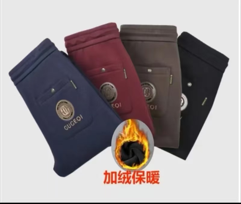 GUGEQI/古哥奇2025冬季新款轻奢男女【加绒】百搭金标休闲裤