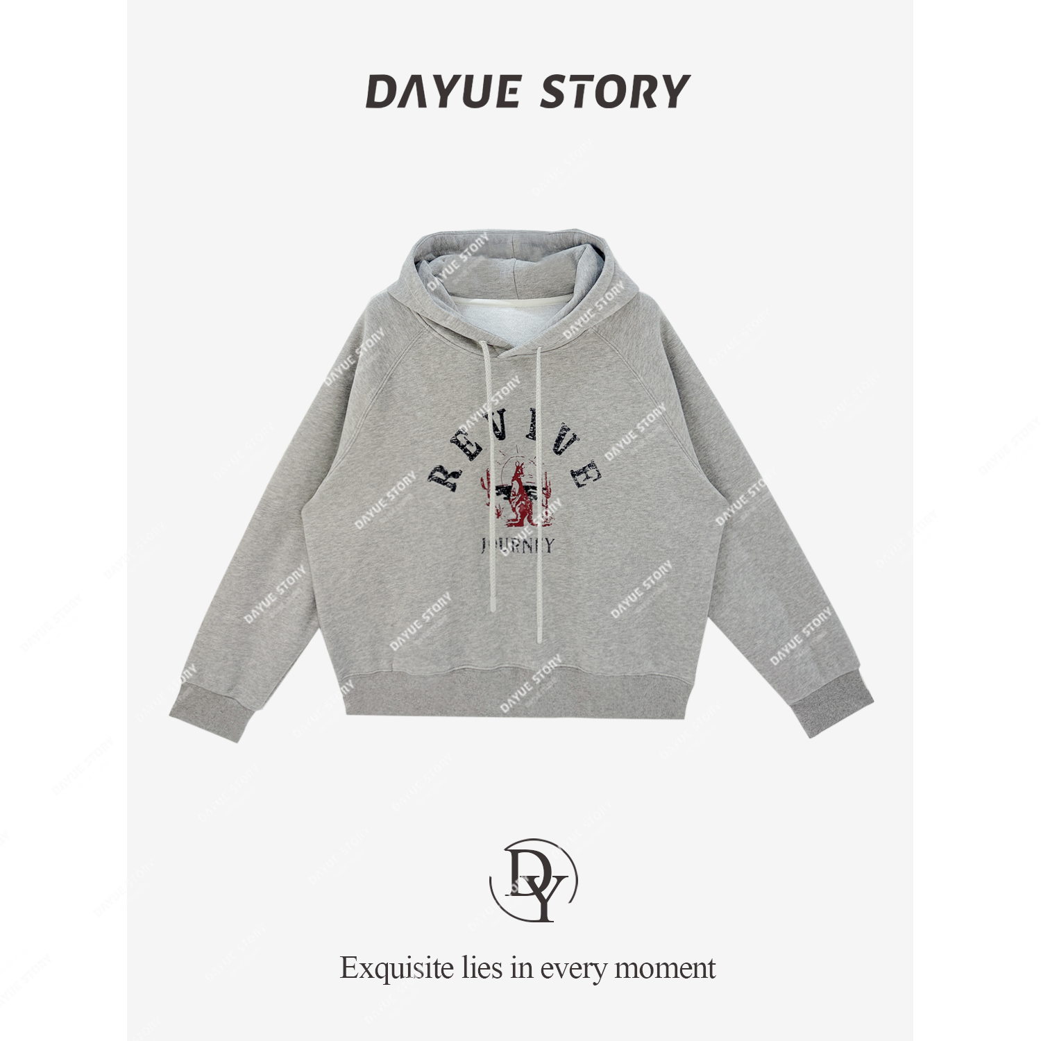 DAYUE【沙漠袋鼠】舒适休闲~密织精梳棉！秋冬韩版印花加绒连帽卫衣