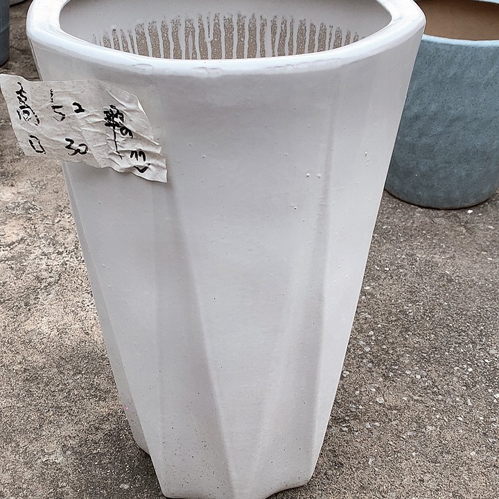 花盆陶瓷的制作高盆八方白色
