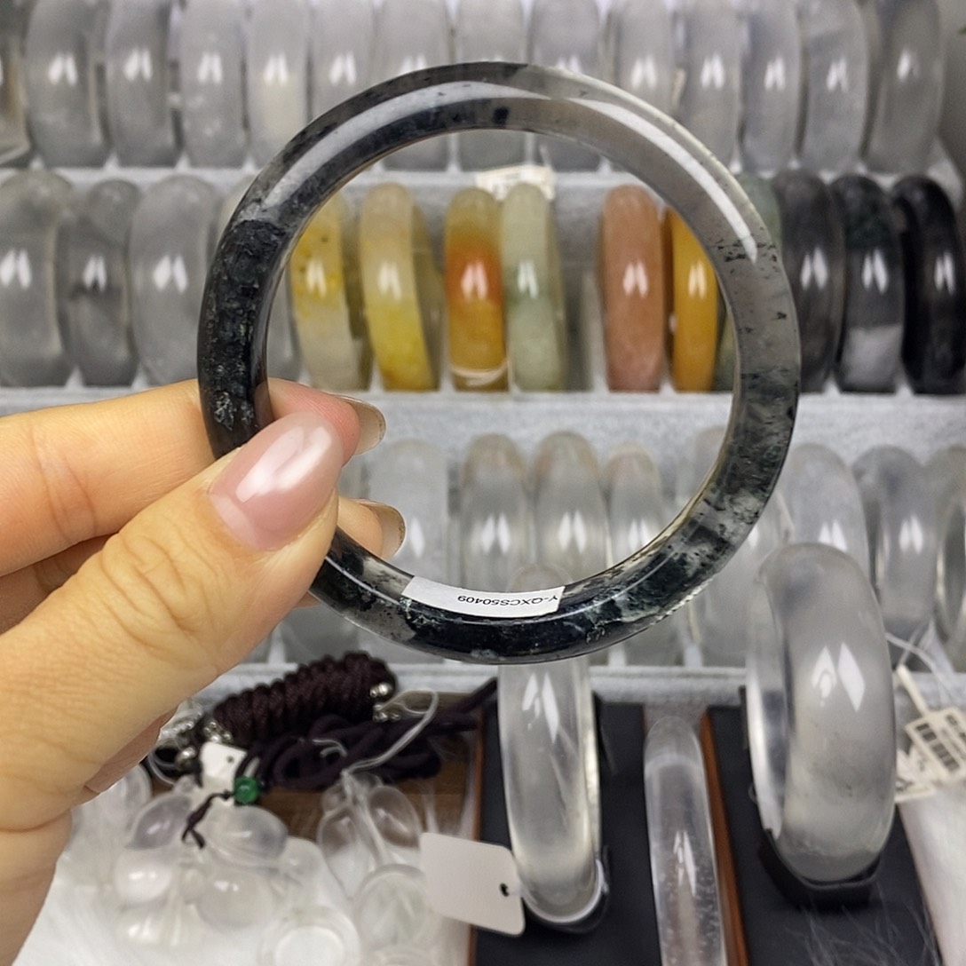 石英质玉未镶嵌手镯59冰透乌鸡0409