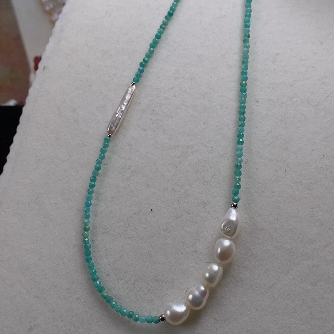 颈饰淡水珍珠钛钢
