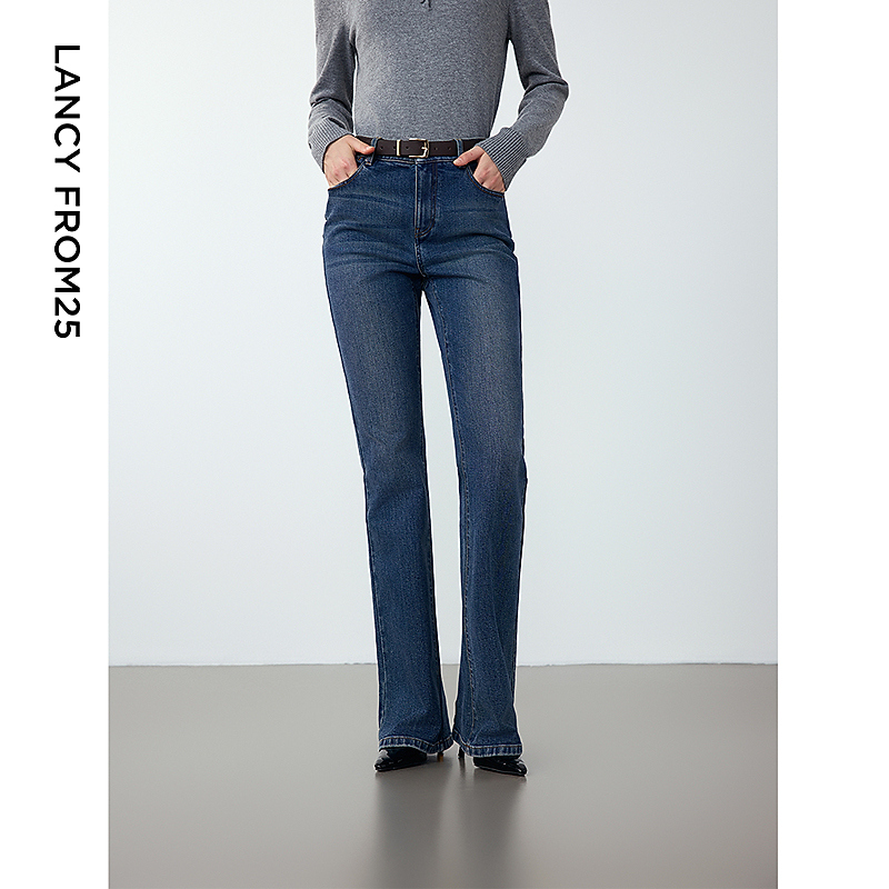 朗姿复古牛仔裤高级感通勤女裤子气质微喇2025秋季新款休闲裤长裤