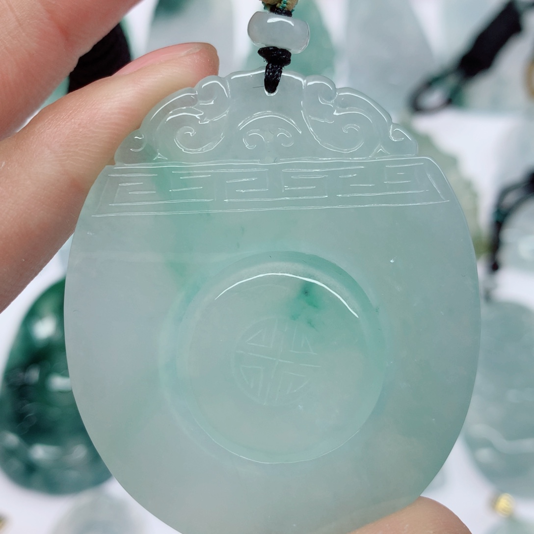 翡翠未镶嵌挂件无事牌