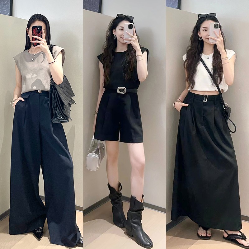 美洋MEIYANG【现货】比例套装 可机洗精纺|静奢直筒无袖马甲伞裙