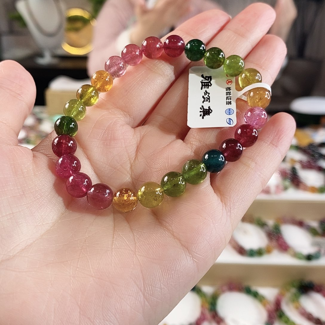 碧玺手串未镶嵌G2400单圈颜色微差