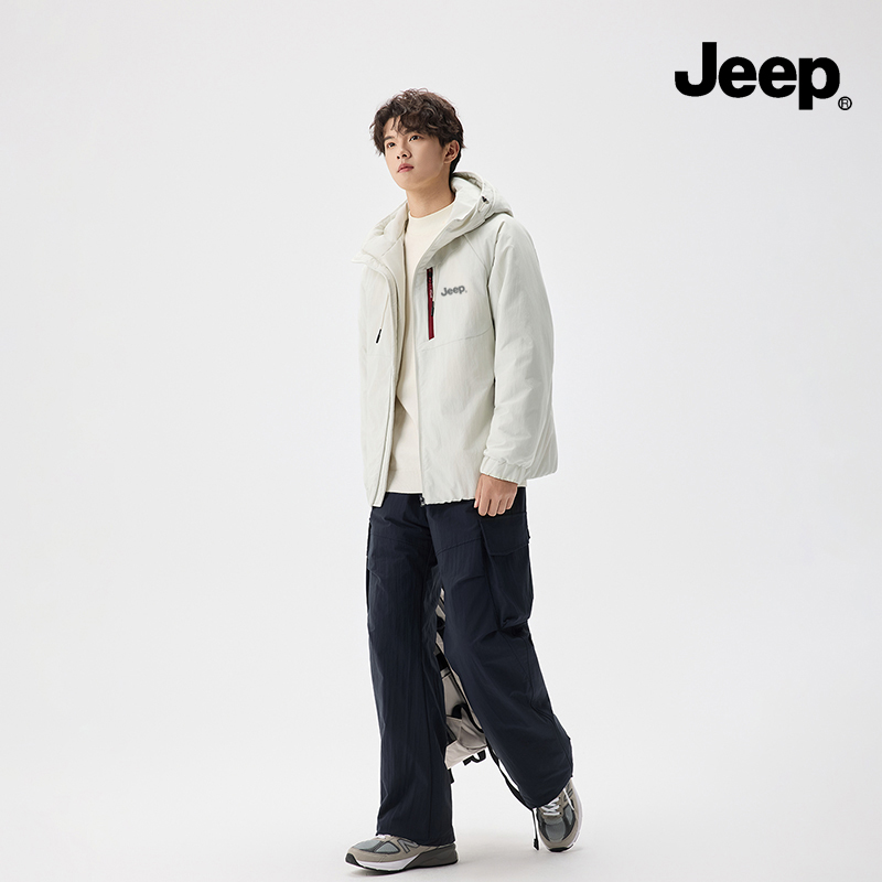 JEEP吉普90鸭绒羽绒服男款冬季新款加绒保暖潮牌男装户外防风外套