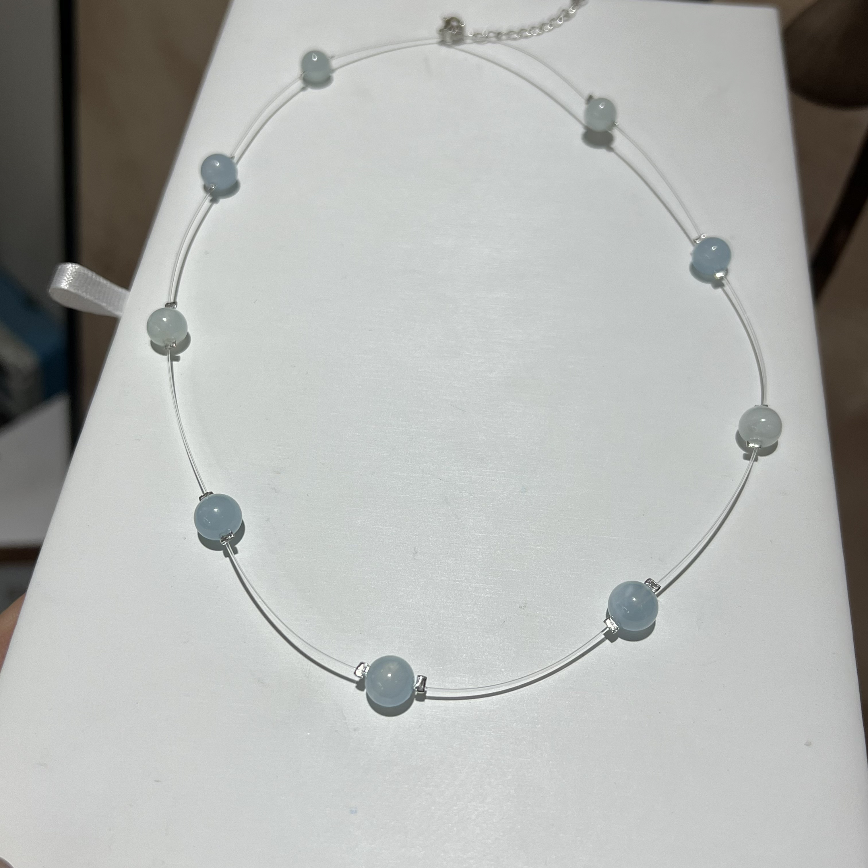 【月月家】N003海蓝宝悬浮满天星项链 多样性发其一