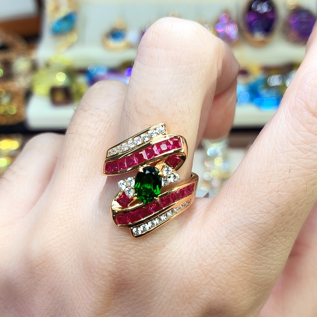 银S925镶嵌戒指透辉石