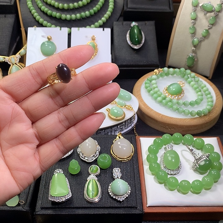 银S925镶嵌戒指和田玉