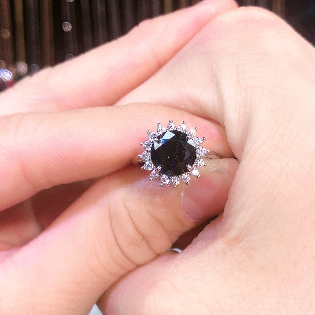 蓝宝石戒指银S925镶嵌