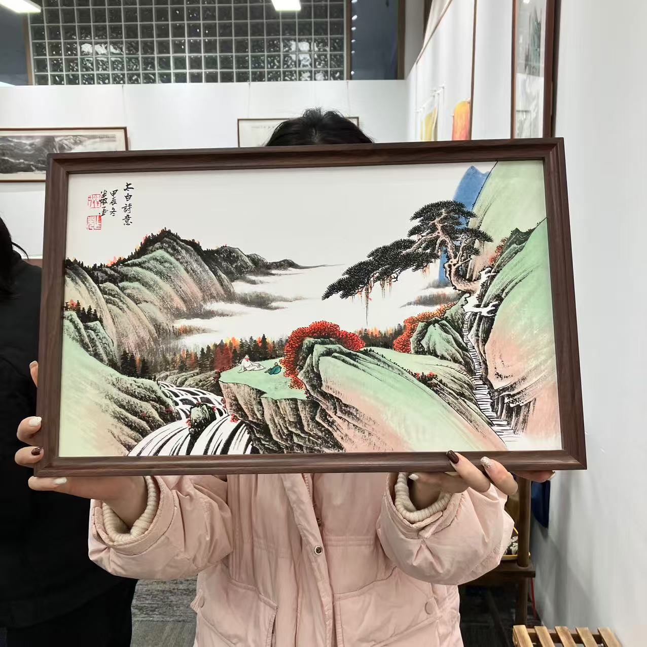 33*53横幅-新太白诗意山水松/周作光（带框）