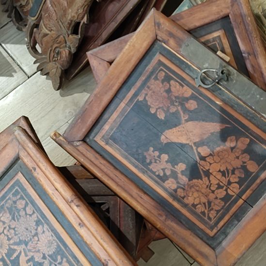 红***说香榧木老木雕老花板一套四片