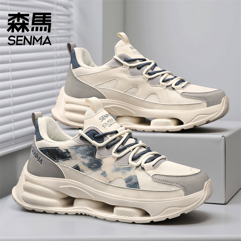 SENMA/森马老爹鞋美式休闲运动男鞋厚底透气跑步潮鞋网面开车防滑