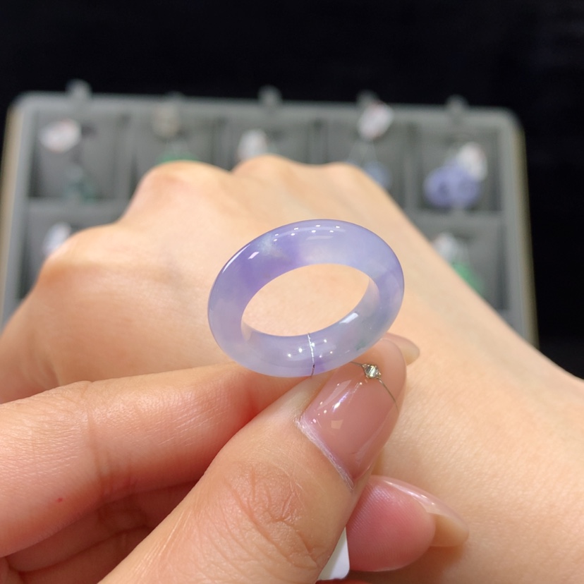 【闪购商品】翡翠戒指未镶嵌12号冰紫高货微瑕