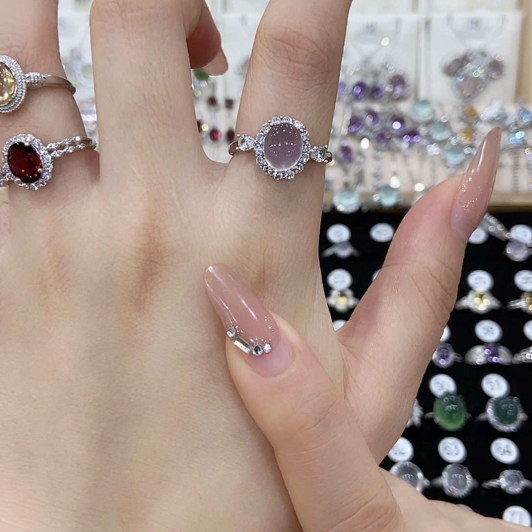 月***兔萤石戒指银S925镶嵌