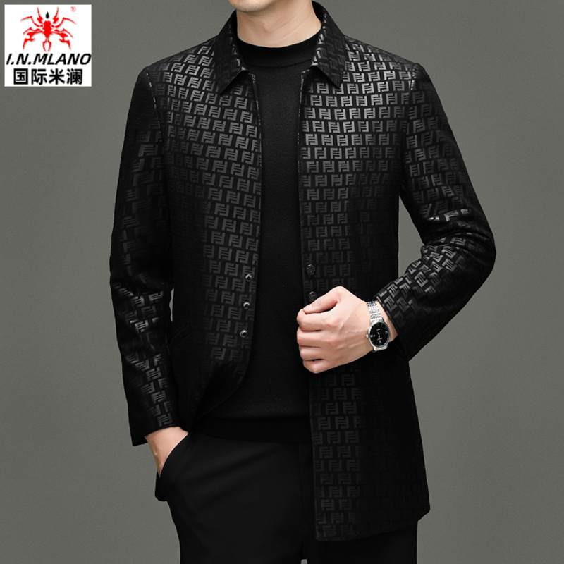 新款真皮男士皮衣外套休闲风衣夹克头层绵羊皮中长款韩版修身潮流