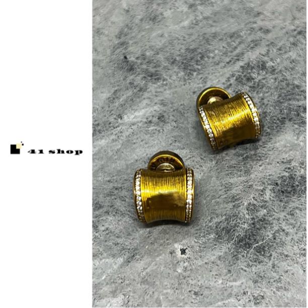 铜合金合成锆石耳饰 B-1  古金色妹妹宽版耳圈vintag耳钉