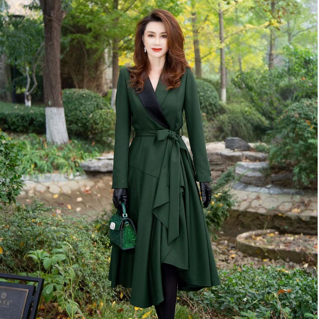 EDFNOT/杨红霞汝意DJ不对称风衣优雅大气时尚经典款