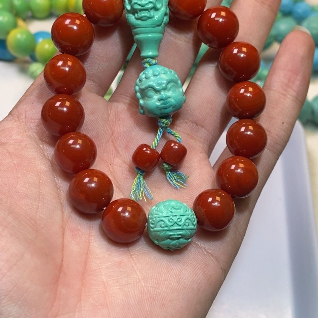 南红玛瑙手链合金