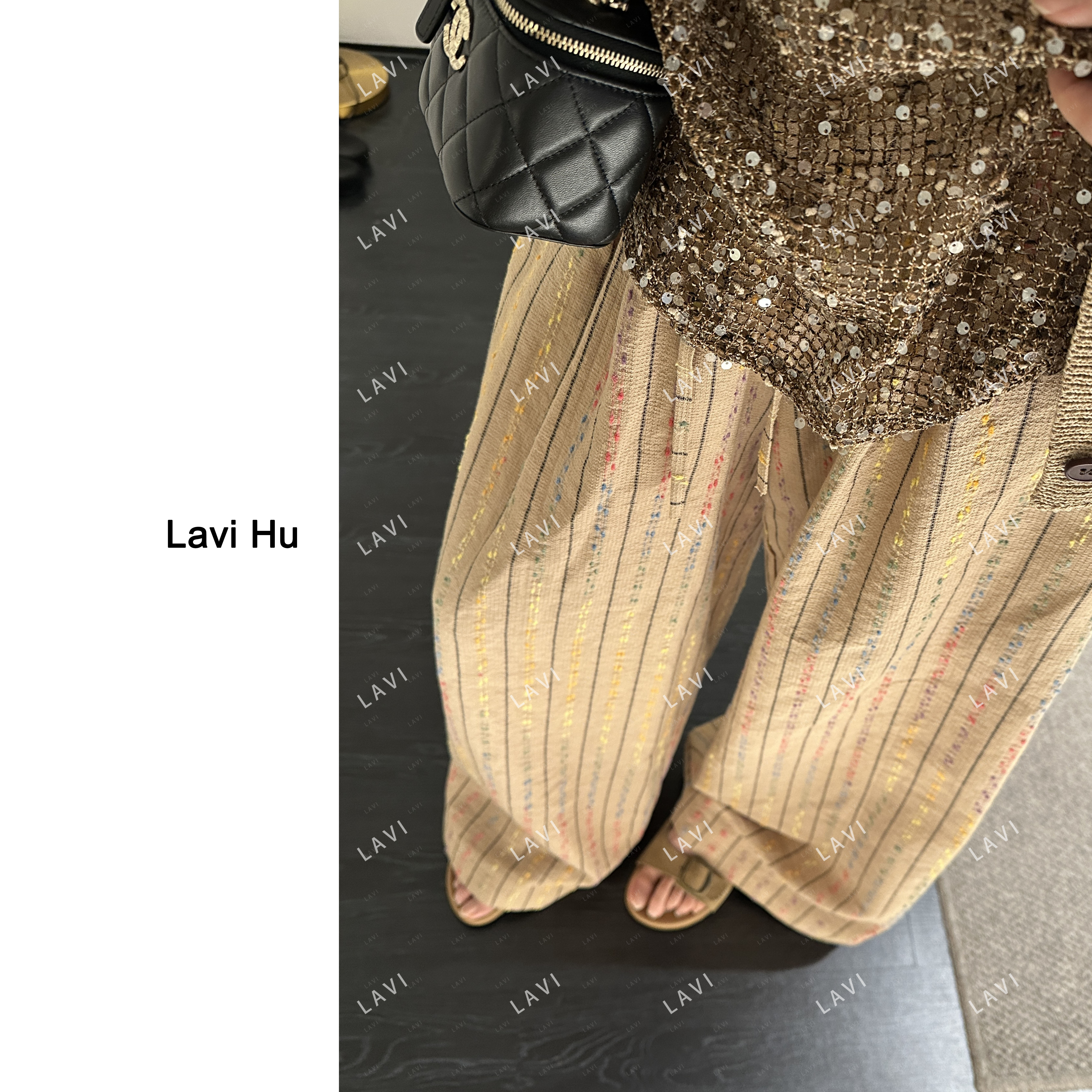 彩虹滑梯 100棉 时尚百搭休闲彩条复古宽松直筒裤2926