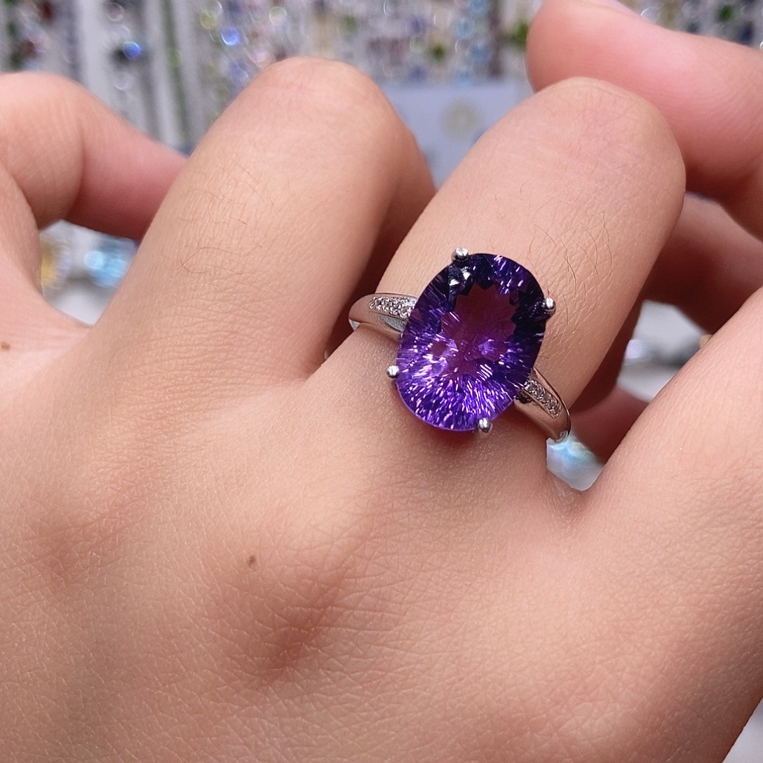 银S925镶嵌紫晶戒指